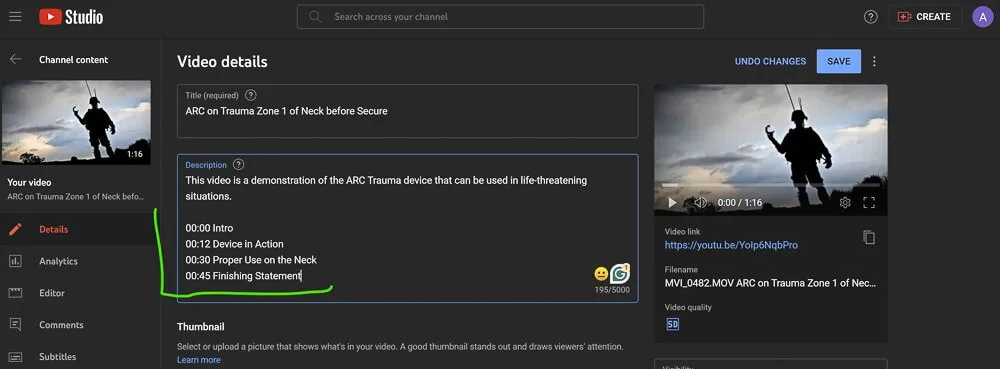 YouTube Chapters step 4