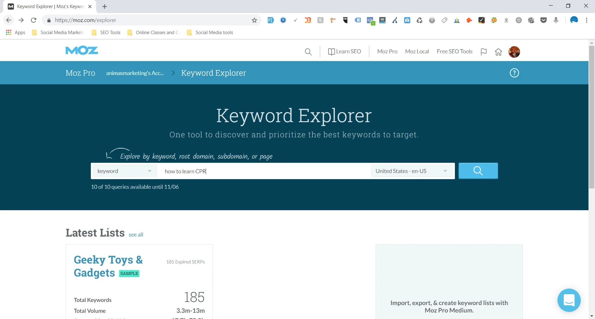 moz keyword search query