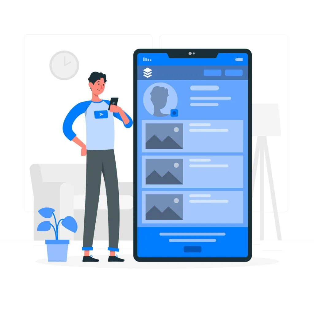 image of man checking a persons profile online