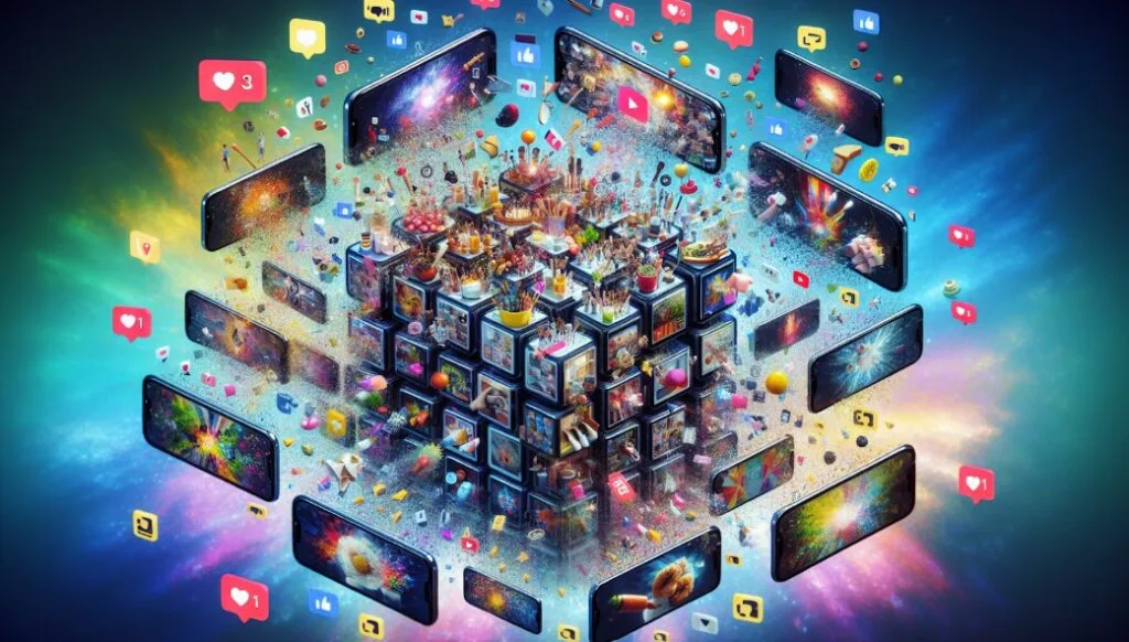 Online marketing concept showing mobile phones with social media apps