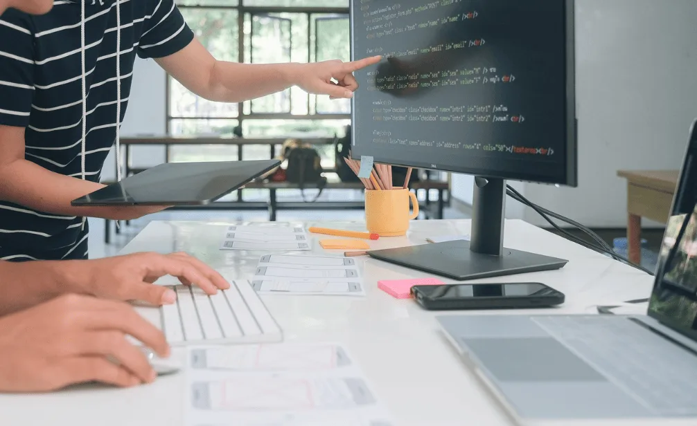 two men checking webpage security
