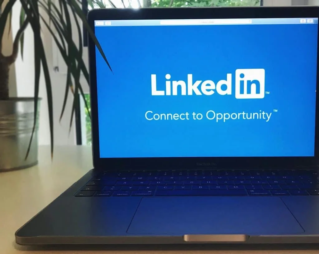 Linkedin homepage displayed on the laptop