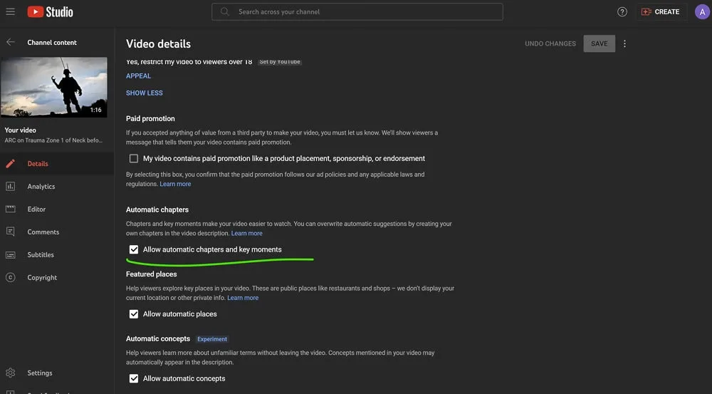 YouTube Chapters step 6