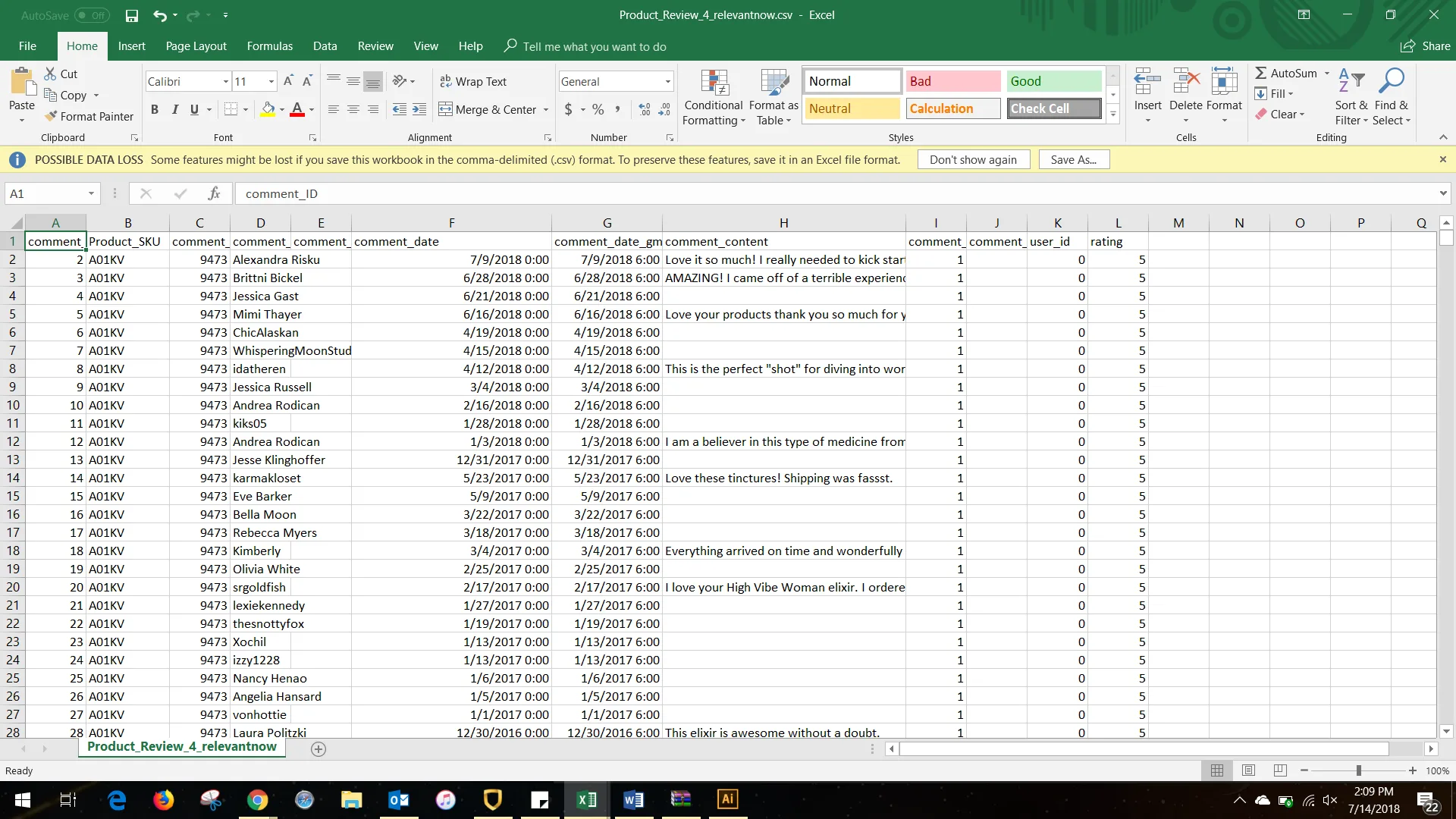 export customer reviews Etsy