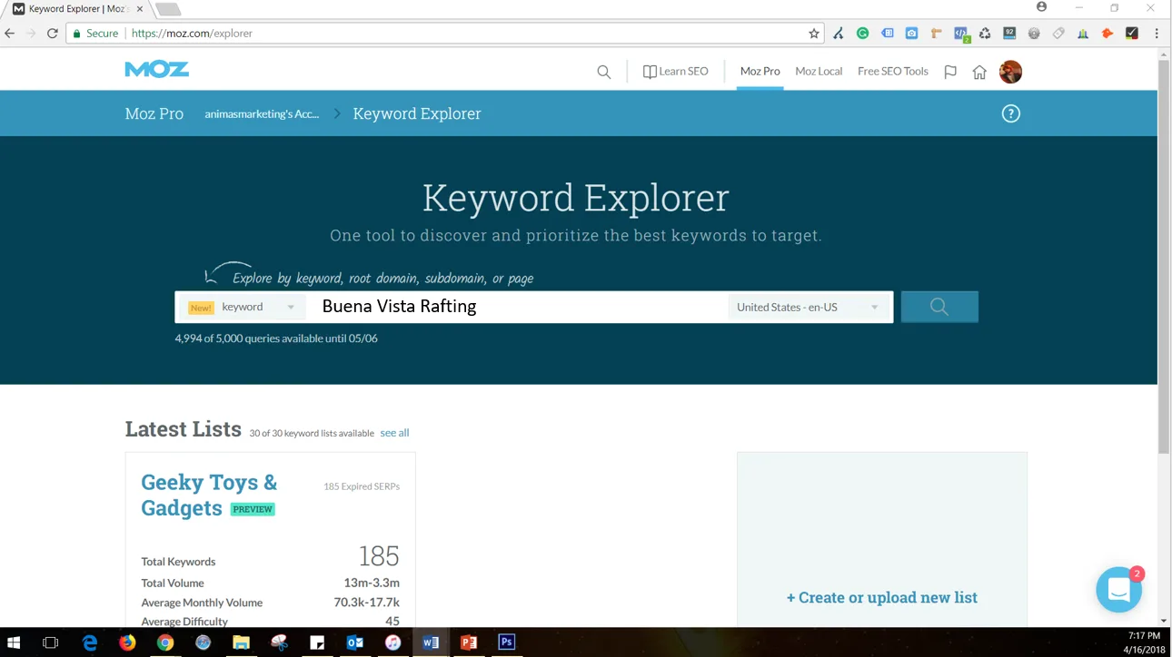moz keyword explorer
