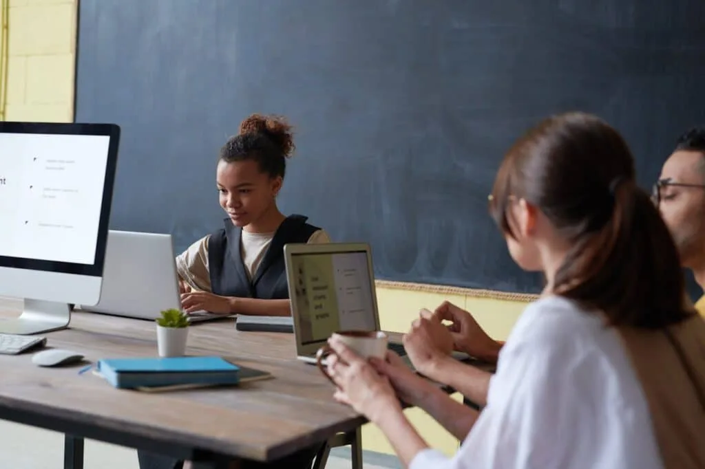 two girls in a classroom