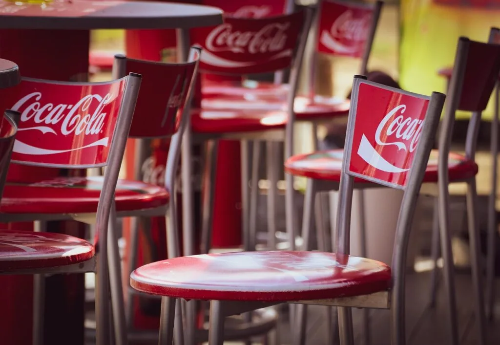 Coca cola logo on chairs